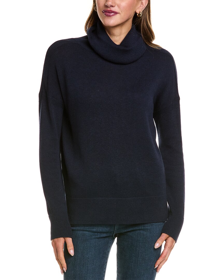 Hannah Rose Boxy Turtleneck Cashmere-blend Sweater In Blue
