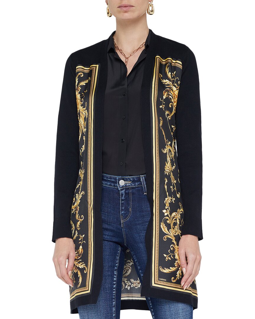 L'agence Beverly Self Tie Longline Cardigan In Black