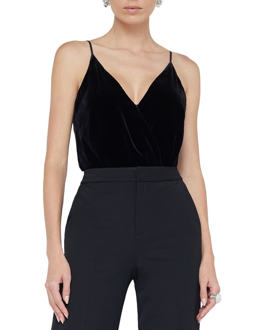 L Agence L'agence Jaxon Draped Silk-blend Bodysuit In Black