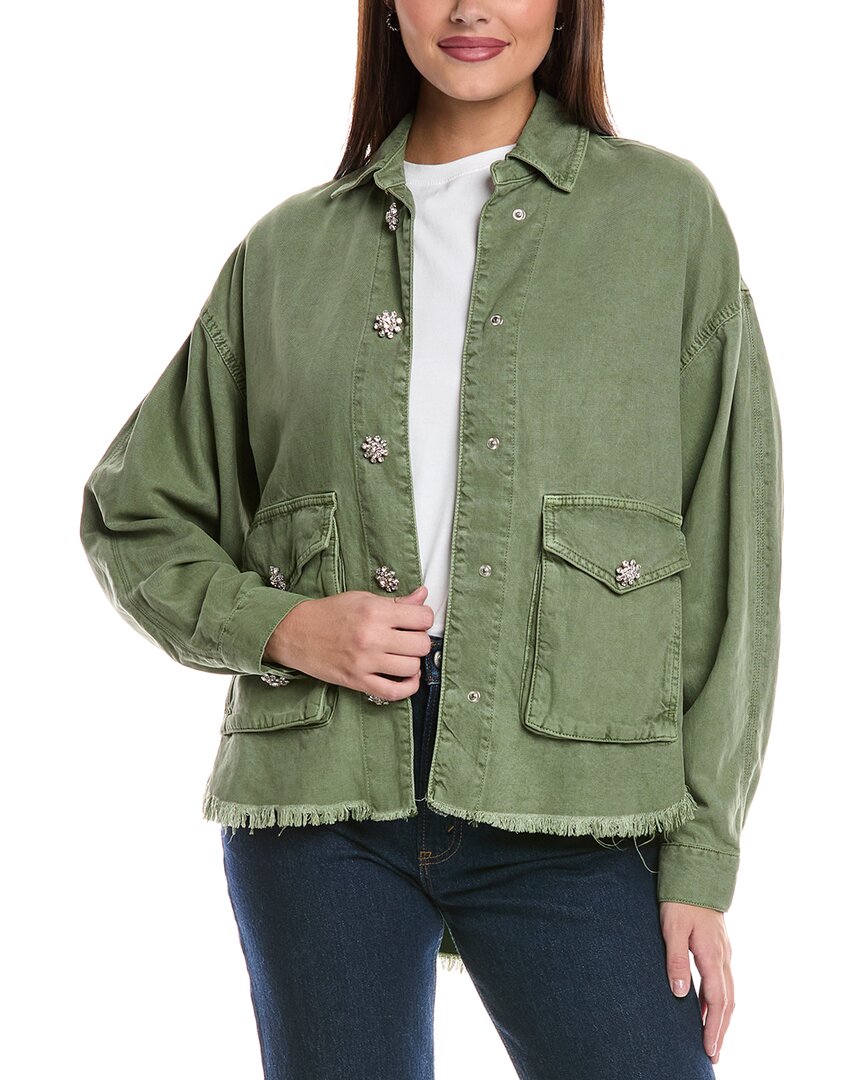 Allsaints Hettie Linen-blend Jacket In Green