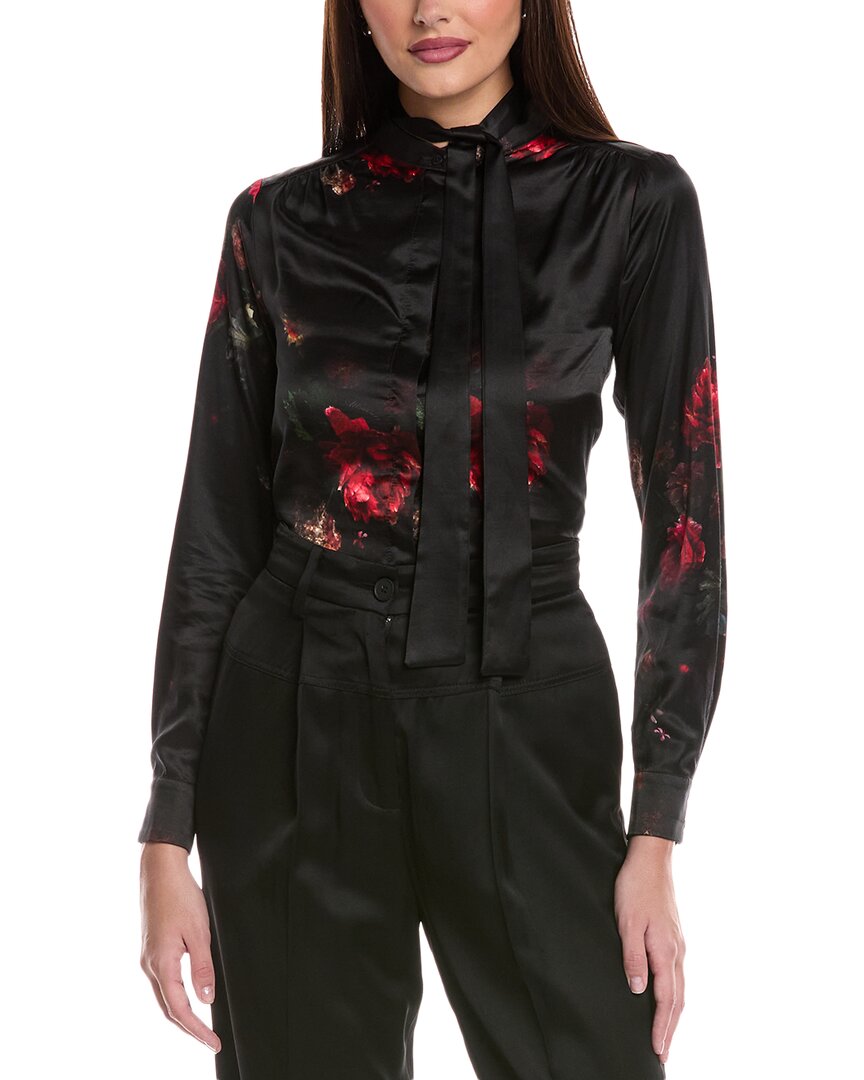 Allsaints Toni Silk-blend Shirt In Black