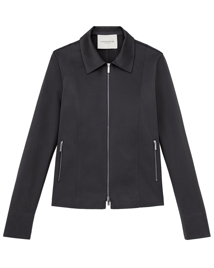 Lafayette 148 New York Plus Collared Zip Pocket Jacket In Black