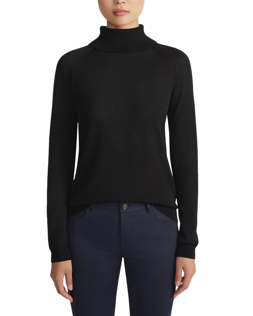 Lafayette 148 New York Plus Raglan Sleeve Turtleneck Silk-blend Sweater In Black