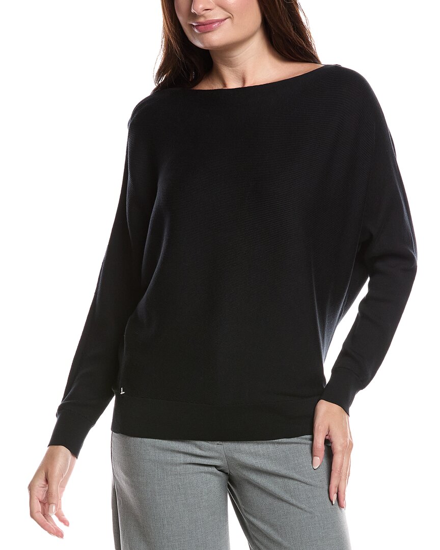 Lafayette 148 New York Ribbed Asymmetric Silk-blend Sweater In Black