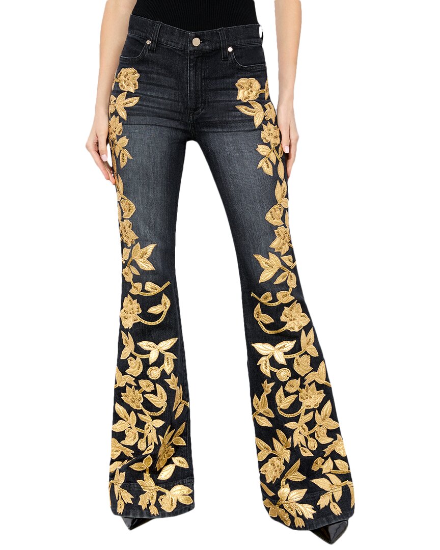 Alice And Olivia Embellished Mr. Bell Jean In Gray
