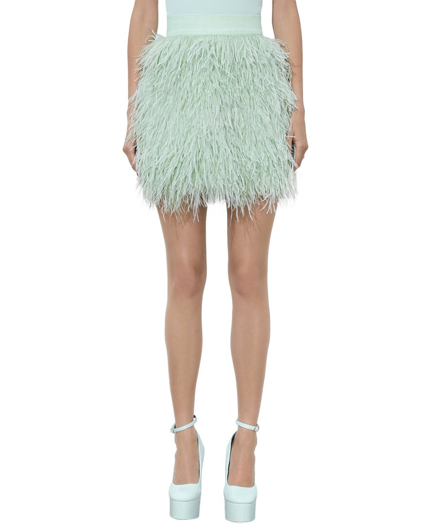 Alice And Olivia Cina Feather Skirt In Green