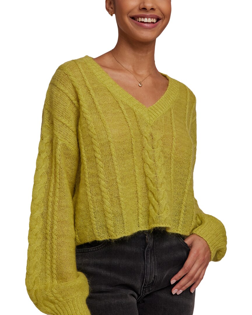 Bella Dahl Cable Stitch Crop Sweater In Yellow