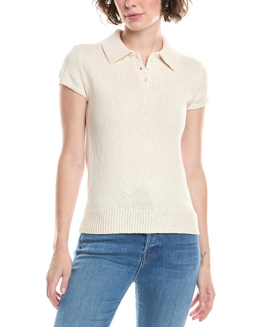 Theory Cap Sleeve Polo Top In White