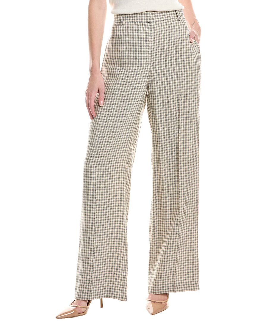 Theory Classic Straight Check Trousers In Neutral