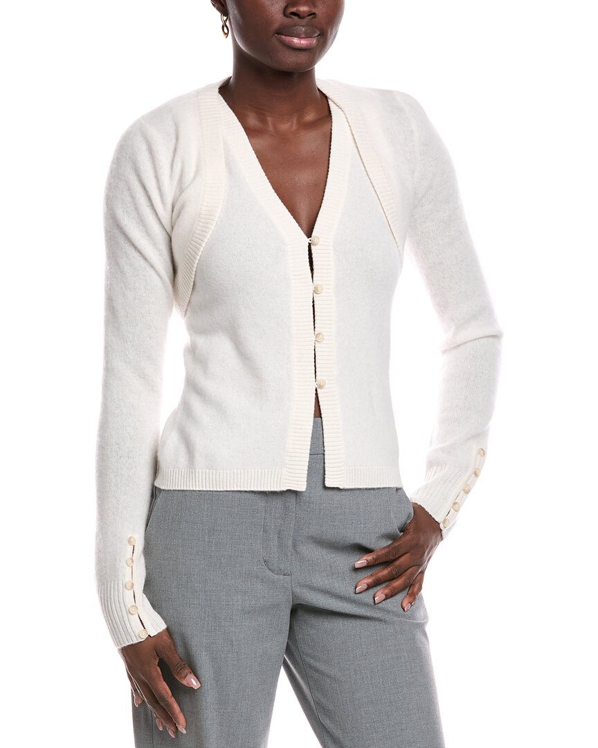 Naadam 2pc Bolero Cashmere Cardigan Set In White
