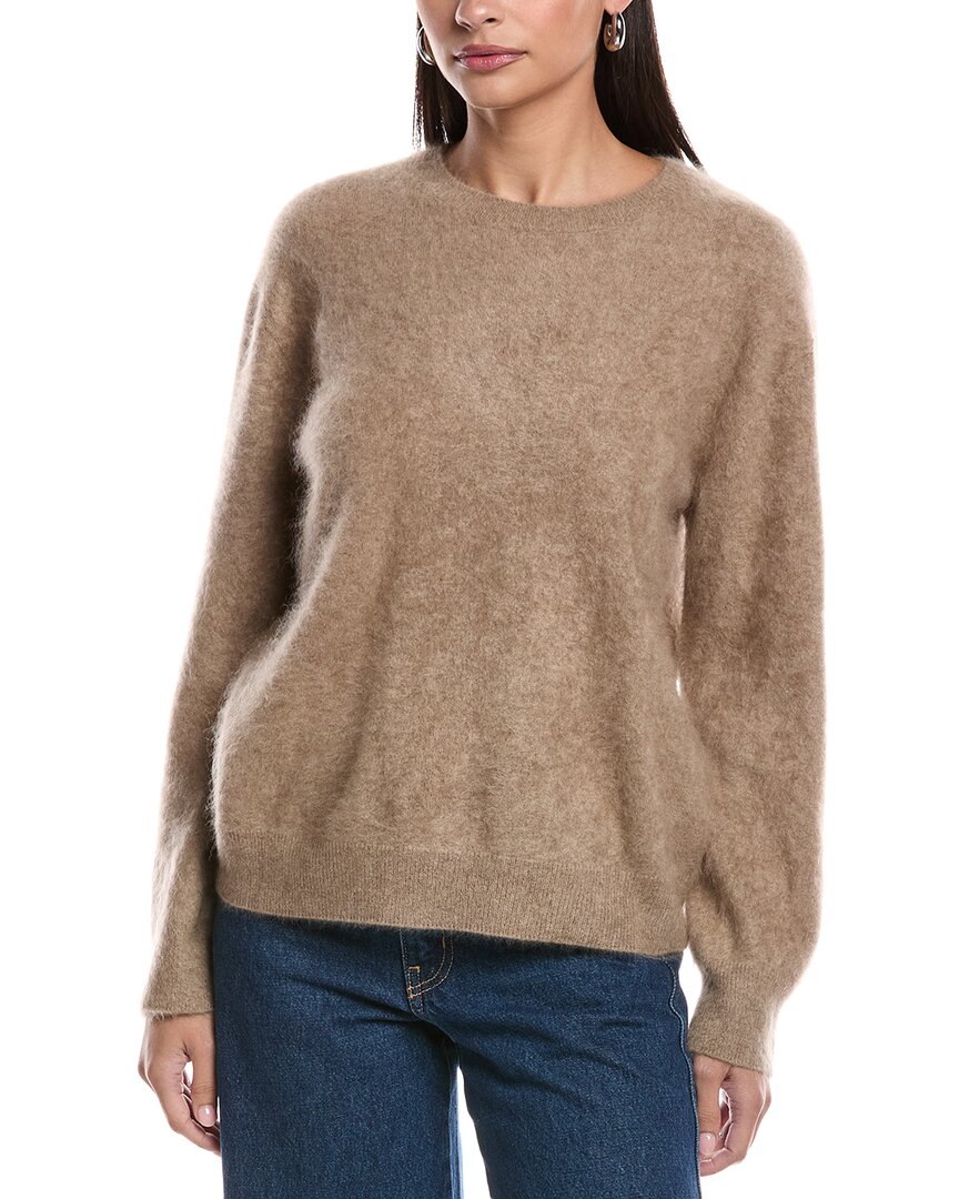Bella Dahl Luxe Fuzzy Cashmere Sweater In Brown