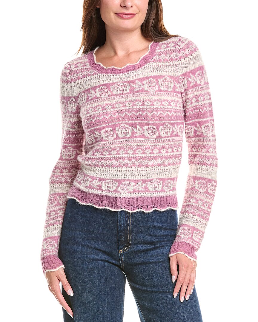Saltwater Luxe Scallop Wool-blend Sweater In Pink