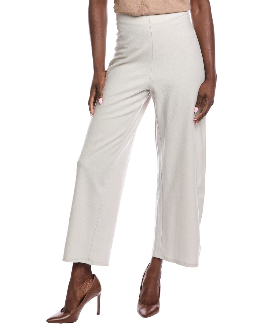 Eileen Fisher Petite Jersey Ankle Wide Wool Pant In White