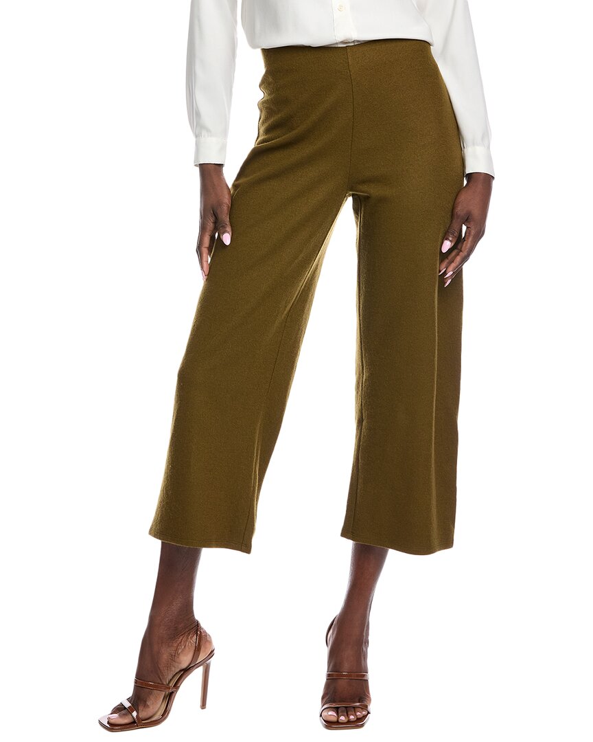Eileen Fisher Petite Jersey Ankle Wide Wool Pant In Green