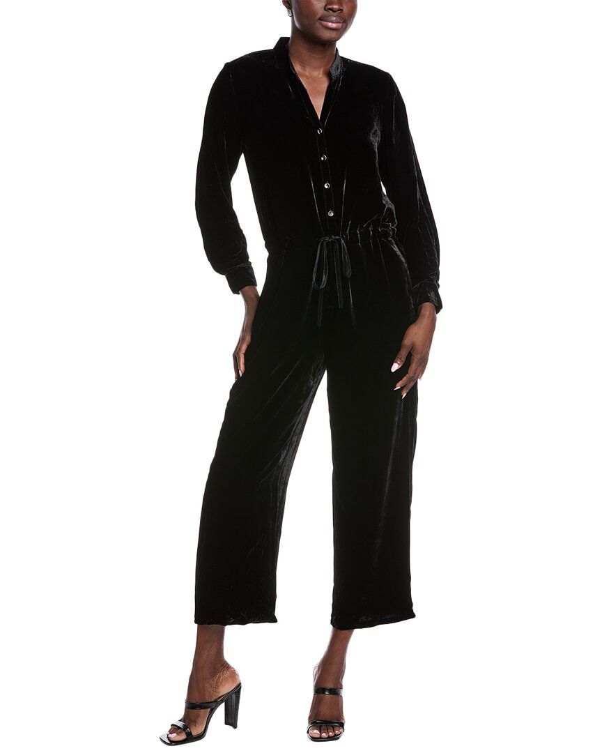 Eileen Fisher Petite Straight Leg Silk-blend Jumpsuit In Black