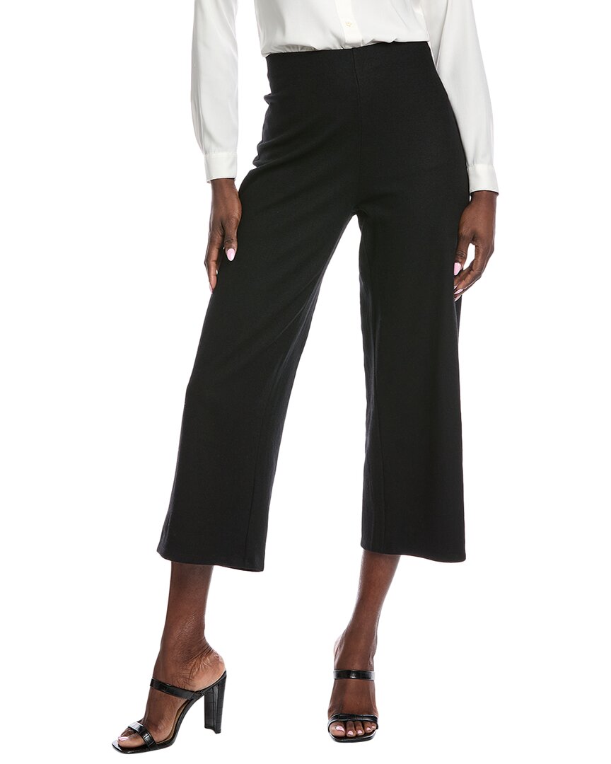Eileen Fisher Petite Jersey Ankle Wide Wool Pant In Black