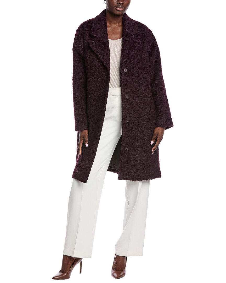 Eileen Fisher Notch Collar Alpaca & Wool-blend Coat In Burgundy