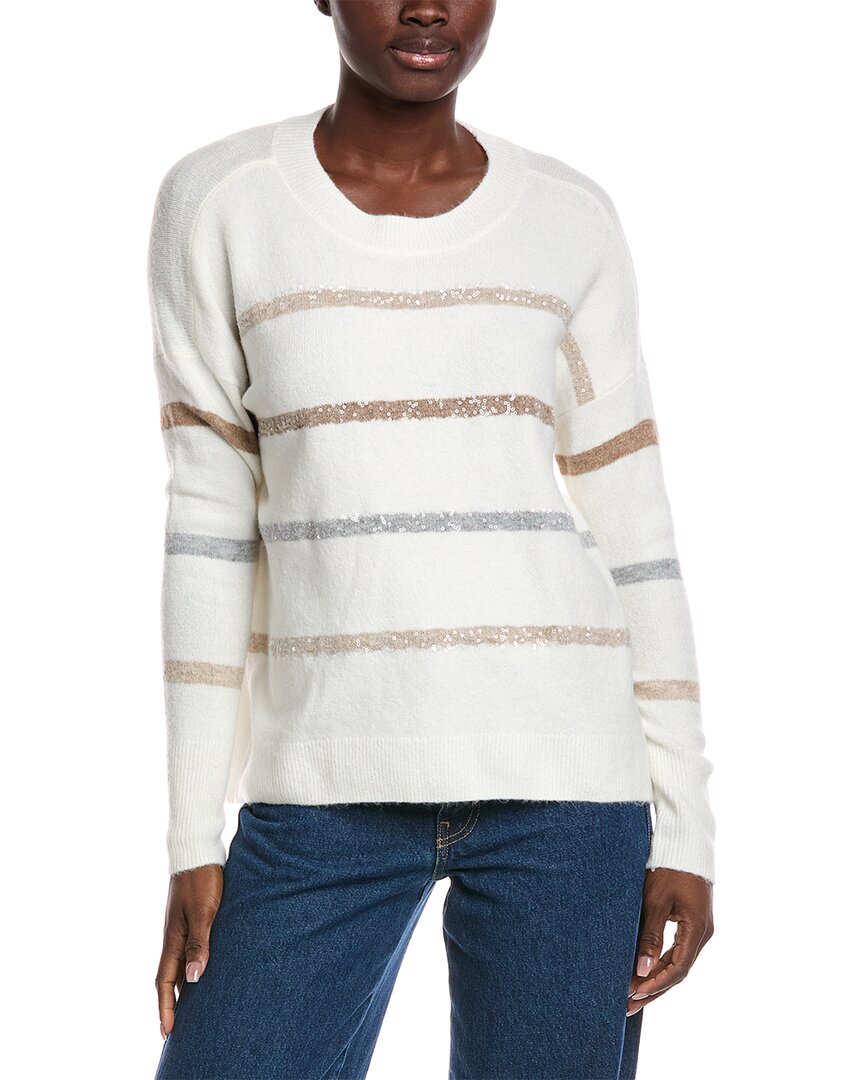 Vince Camuto Sequin Stripe Sweater In White