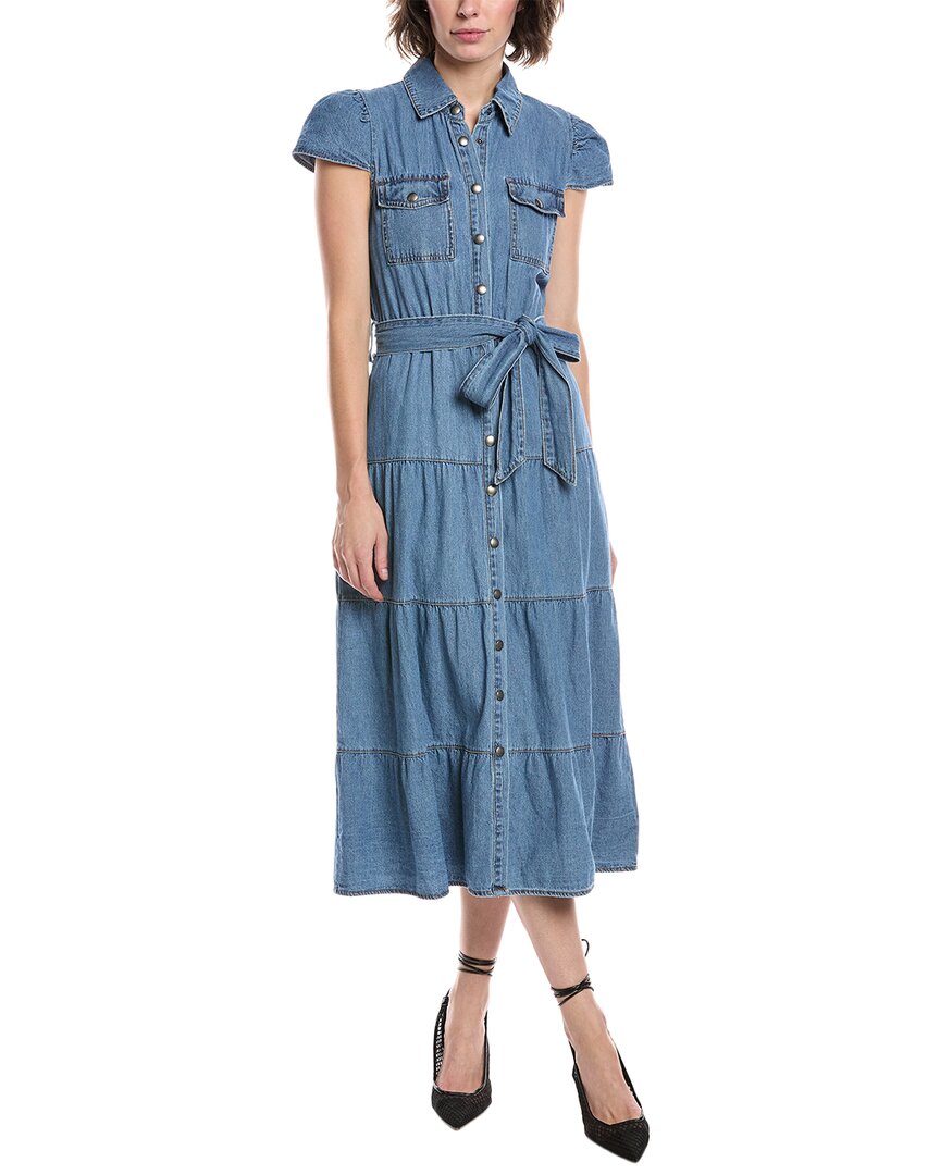 Fate Denim Midi Dress In Blue