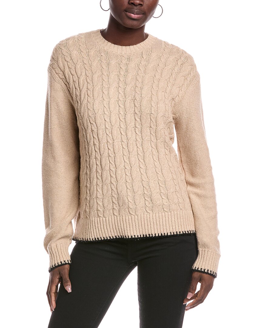 Atm Anthony Thomas Melillo Cotton Blend Cable Crew Neck Sweater In Neutral