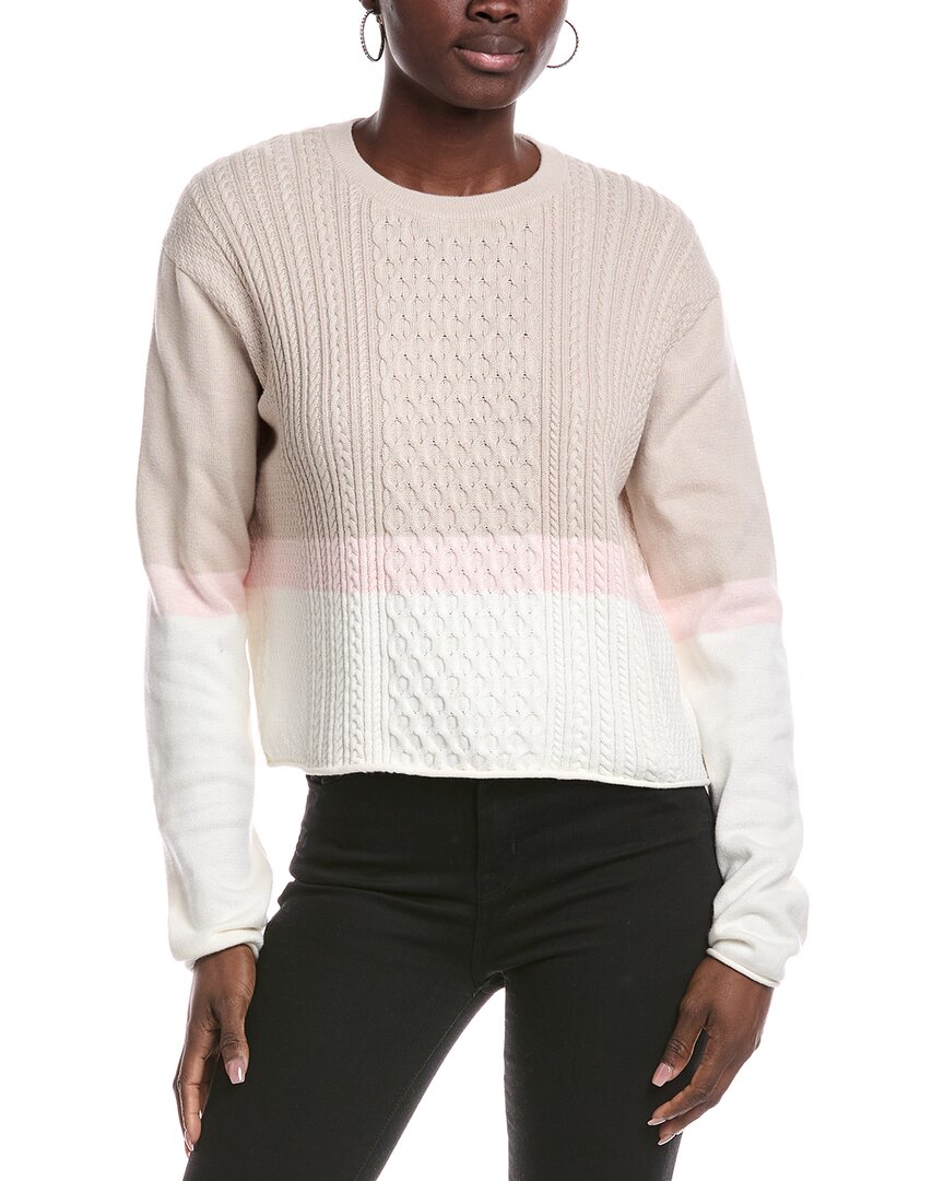 Atm Anthony Thomas Melillo Colorblock Cable Cashmere-blend Sweater In Pink