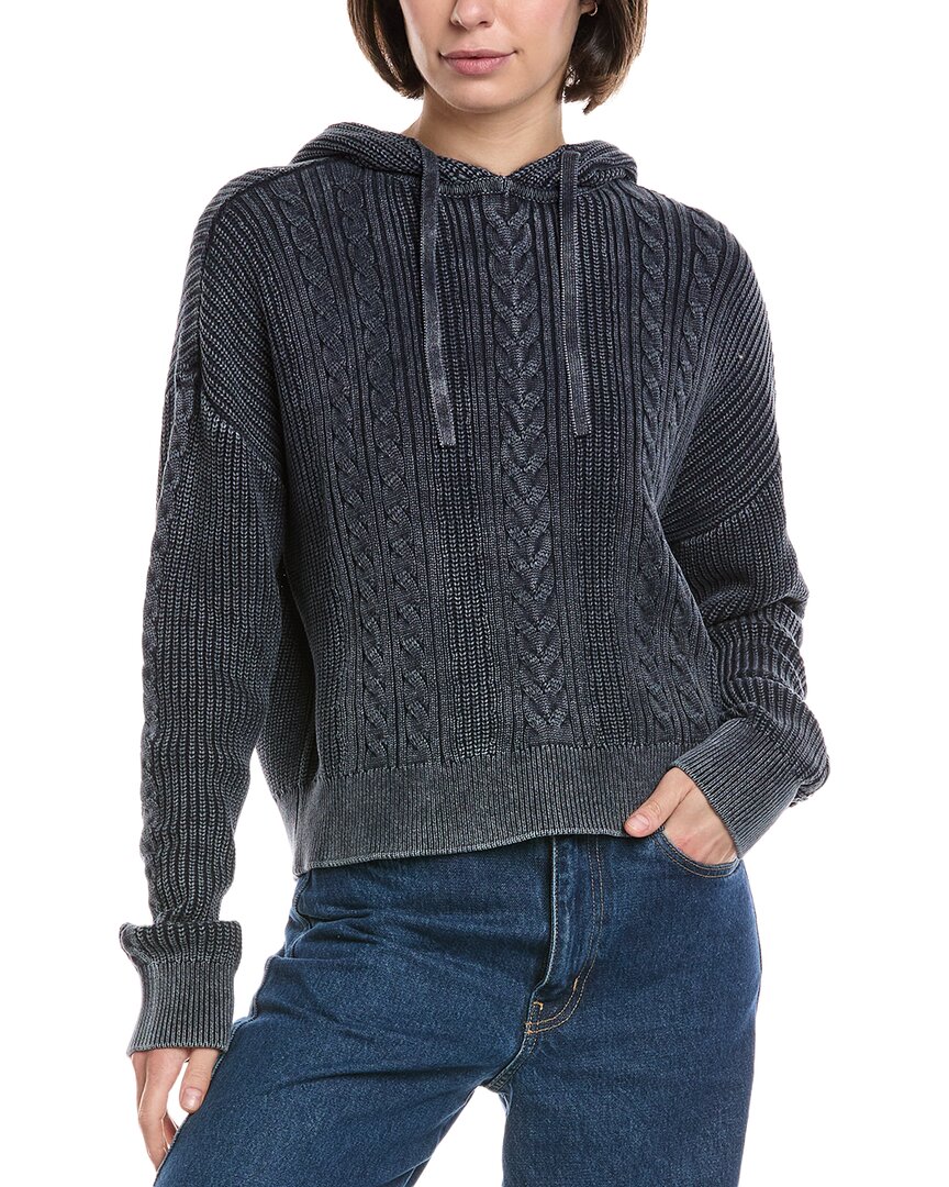 Atm Anthony Thomas Melillo Cable Knit Hoodie In Blue