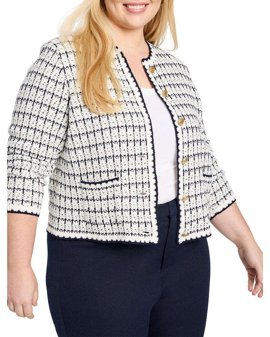 Nic + Zoe Nic+zoe Plus Mixed Up Sweater Jacket In White