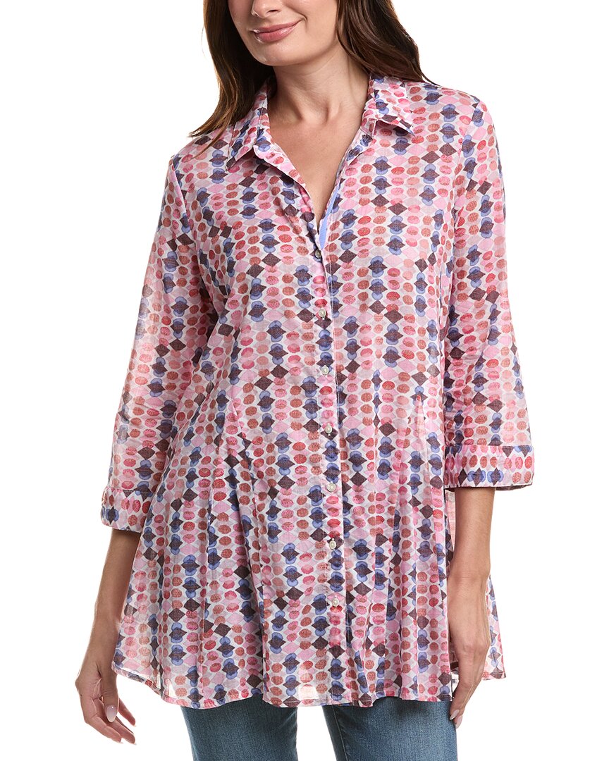 Nic + Zoe Nic+zoe Geo Dot Crinkle Cotton Button-up Shirt