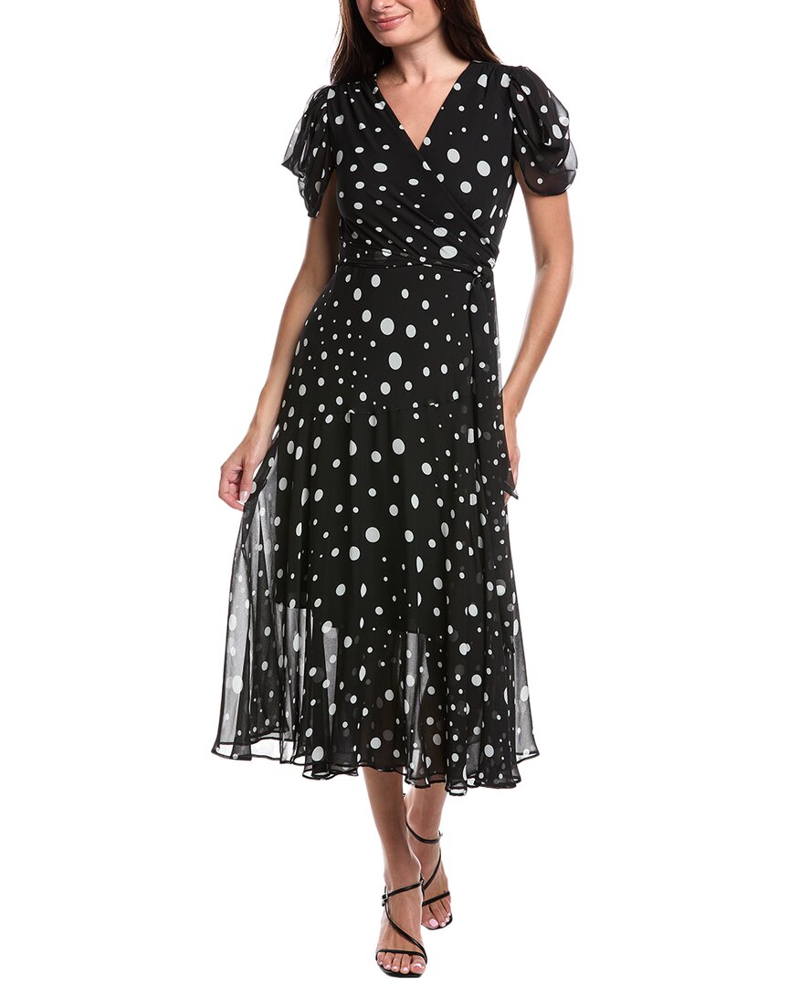 Joseph Ribkoff Flutter Sleeve Wrap Dress In Multi