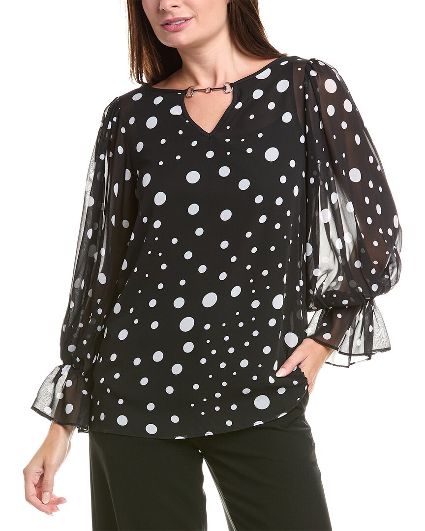 Joseph Ribkoff Horsebit Keyhole Blouse In Black