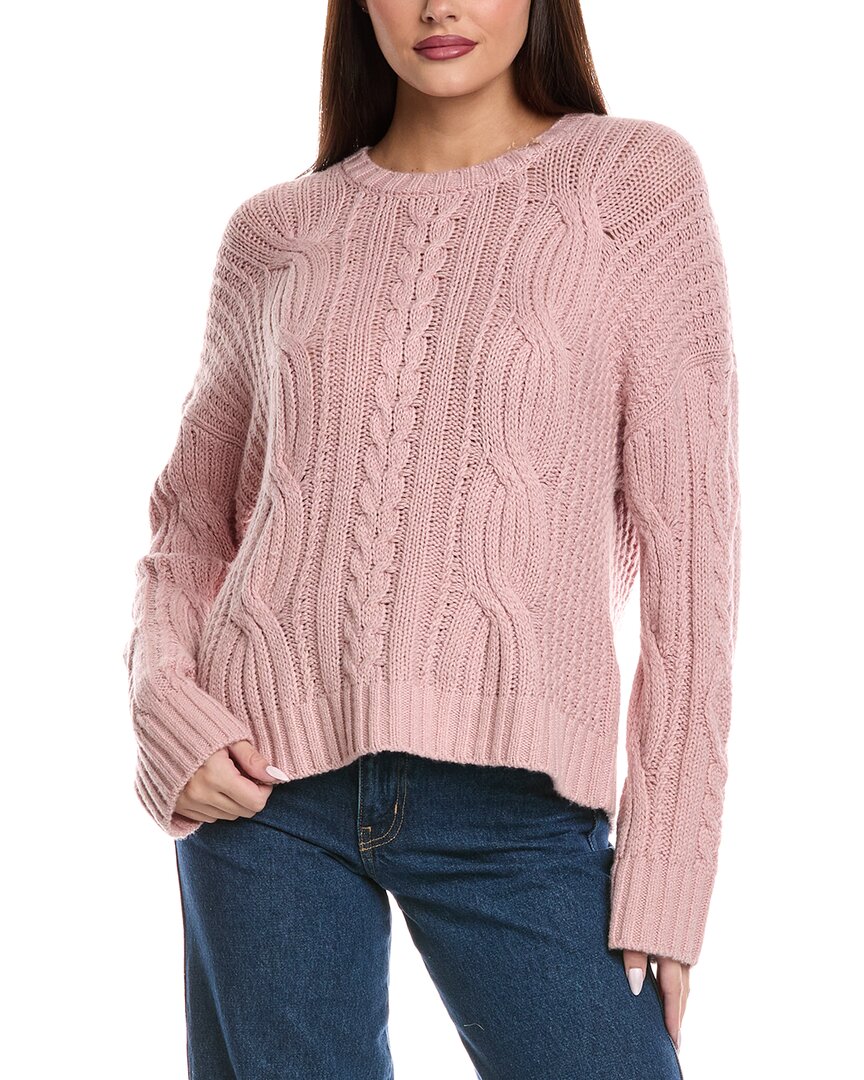 Splendid Cecilia Mixed Stitch Crewneck Sweater In Pink