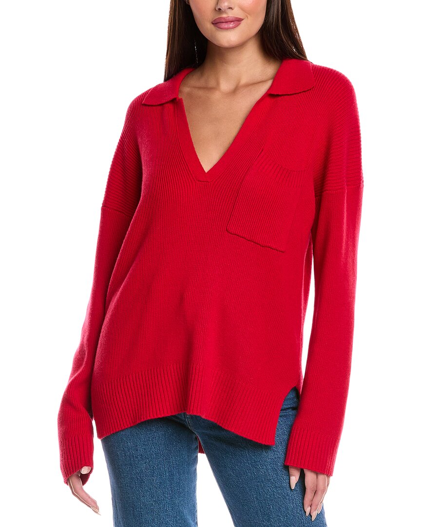 Splendid Kristen Wool & Silk-blend Polo Sweater In Red