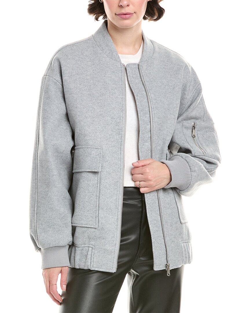 Bernardo Oversize Felt Bomber Jacket In Gray