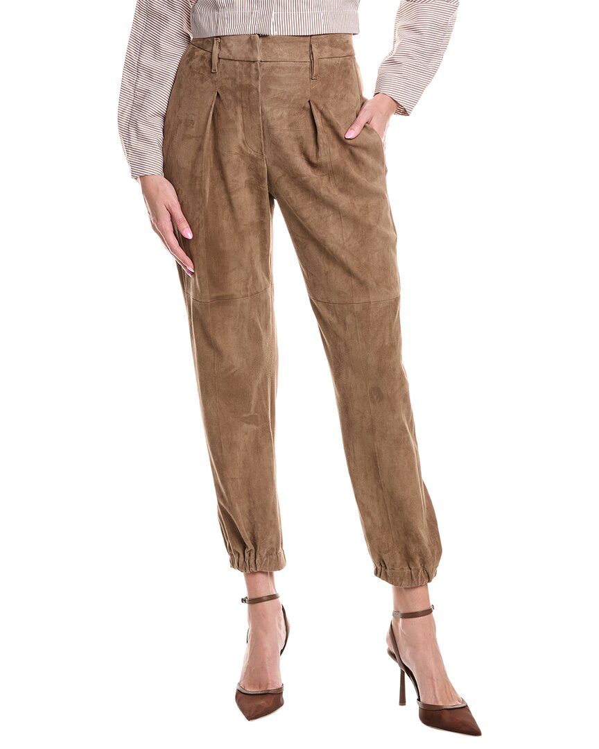 Brunello Cucinelli Pleated Suede Pant