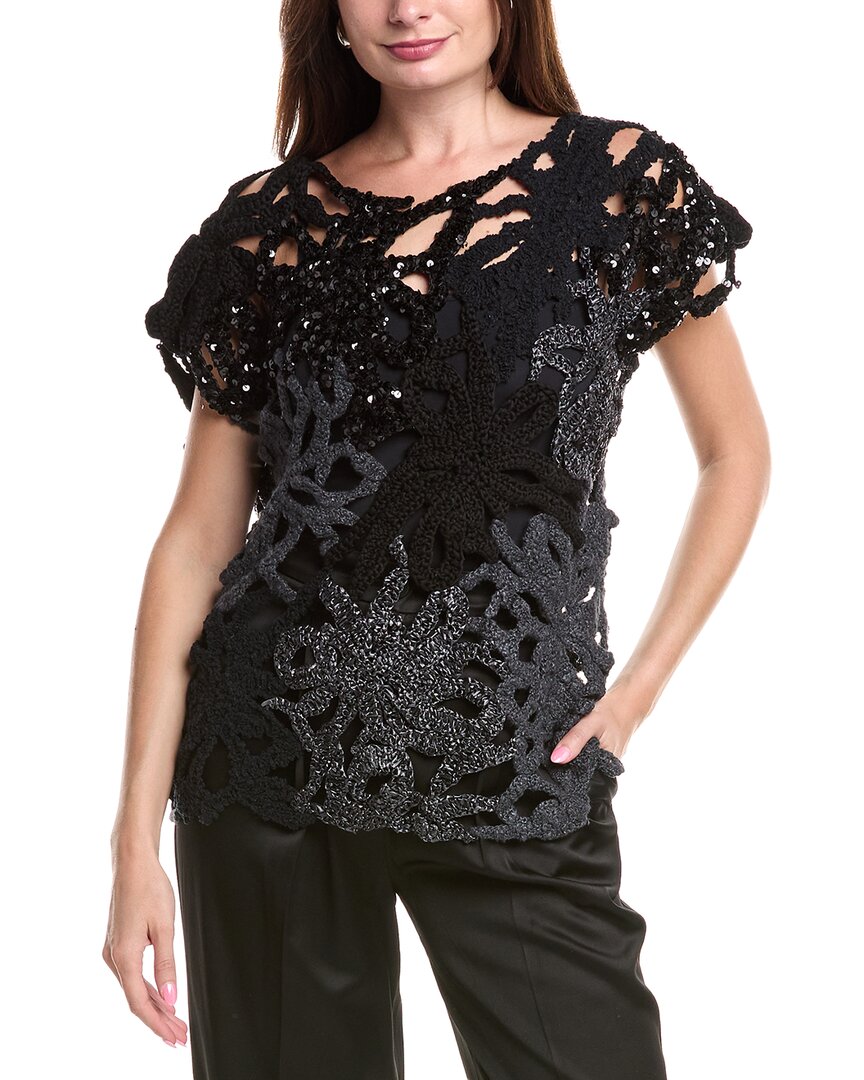 Brunello Cucinelli Sequin Linen & Silk-blend Open Sweater In Black