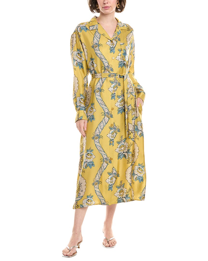 Max Mara Weekend  Gaia Silk Midi Dress In Yellow