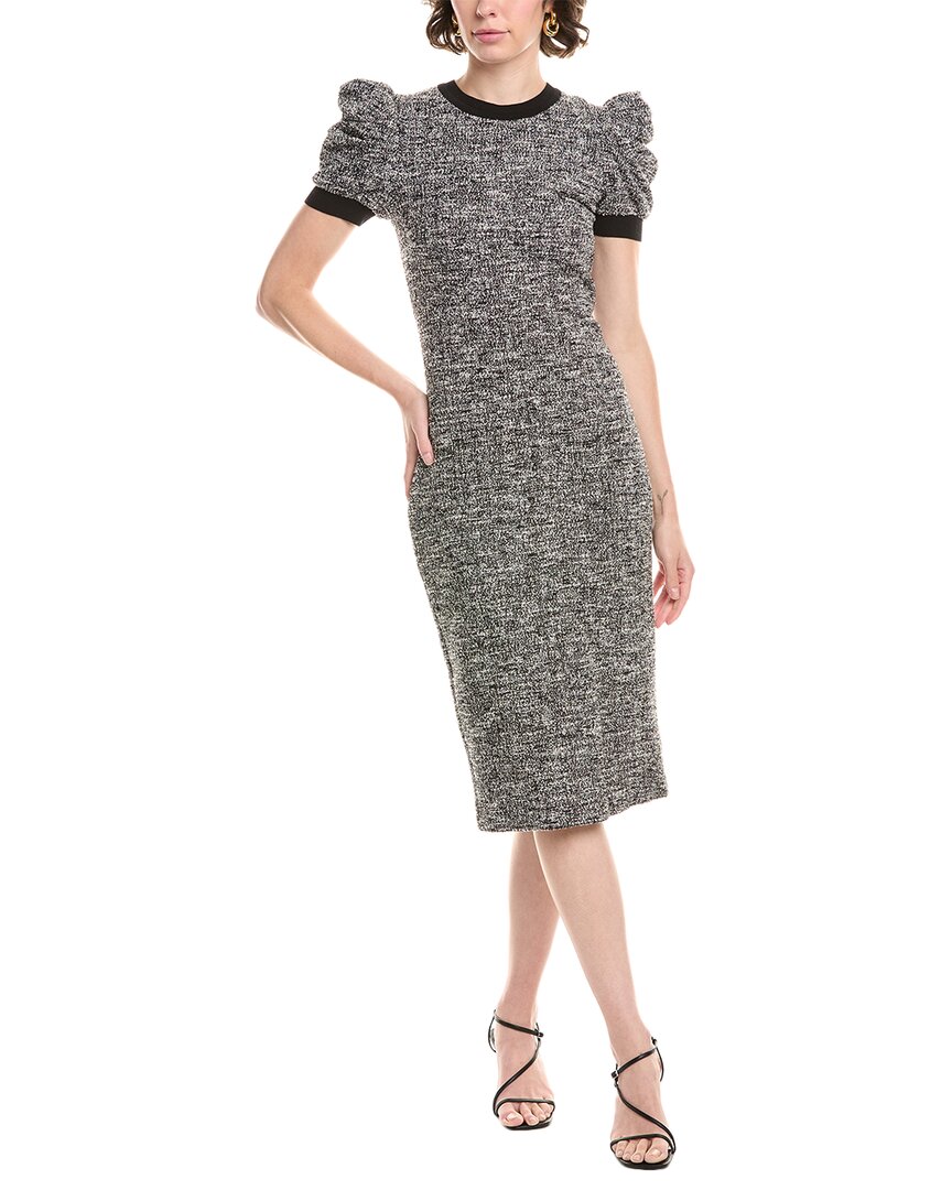 Max Mara Ieti Puff Sleeve Midi Dress In Gray