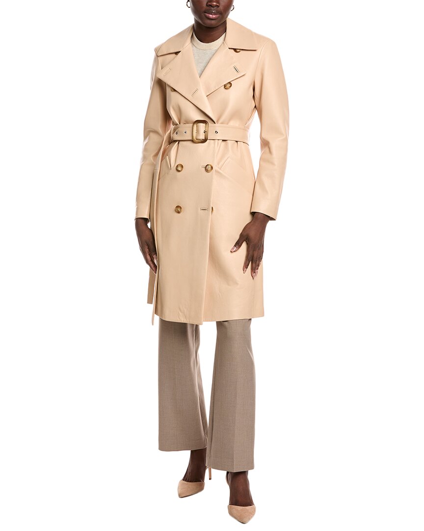 Max Mara Sportmax Giostra Leather Trench Coat In Brown