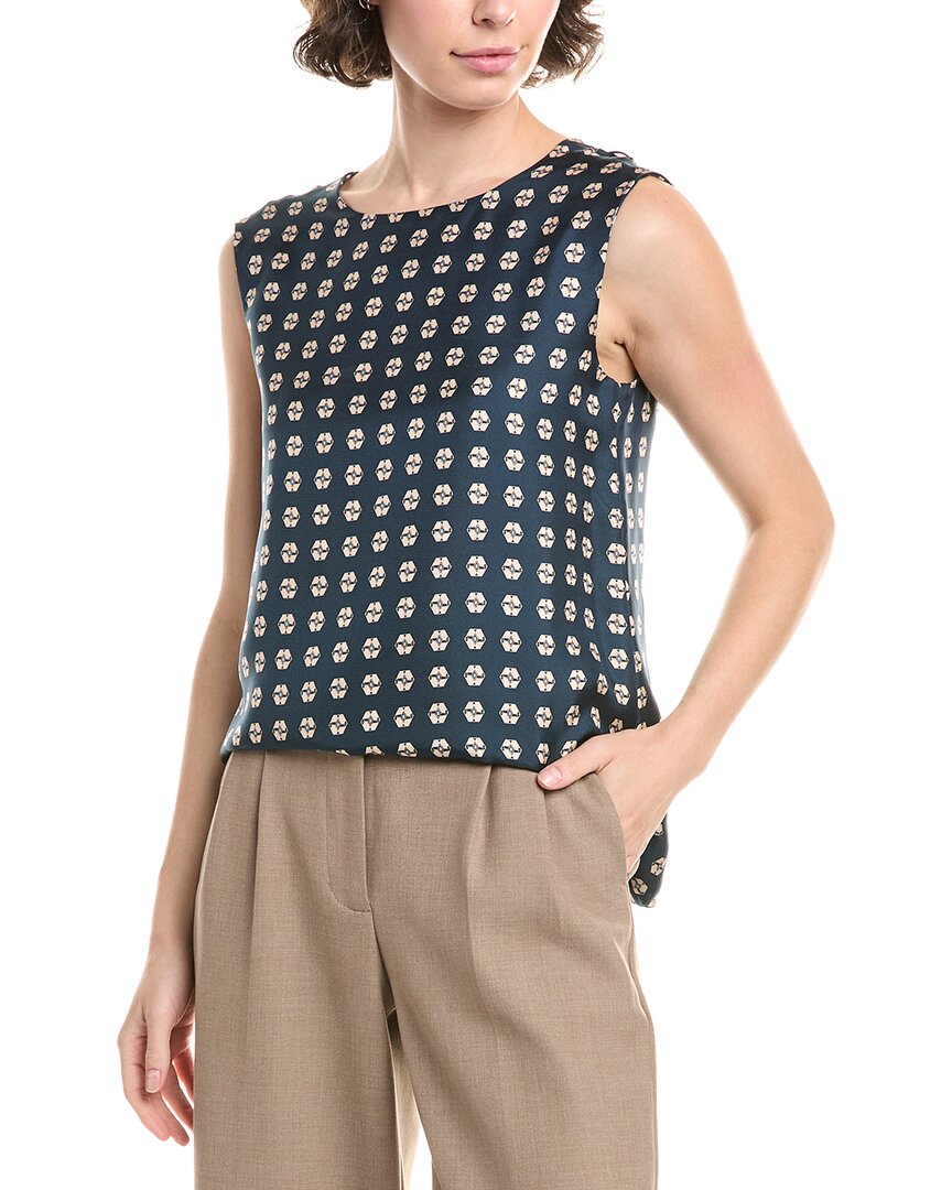 Max Mara S Timetop Reversible Silk Top In Blue