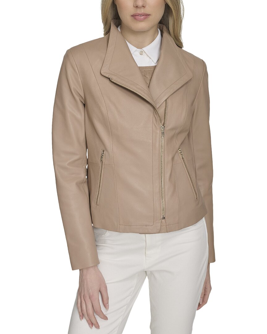 Cole Haan Classic Butter Leather Jacket In Neutral