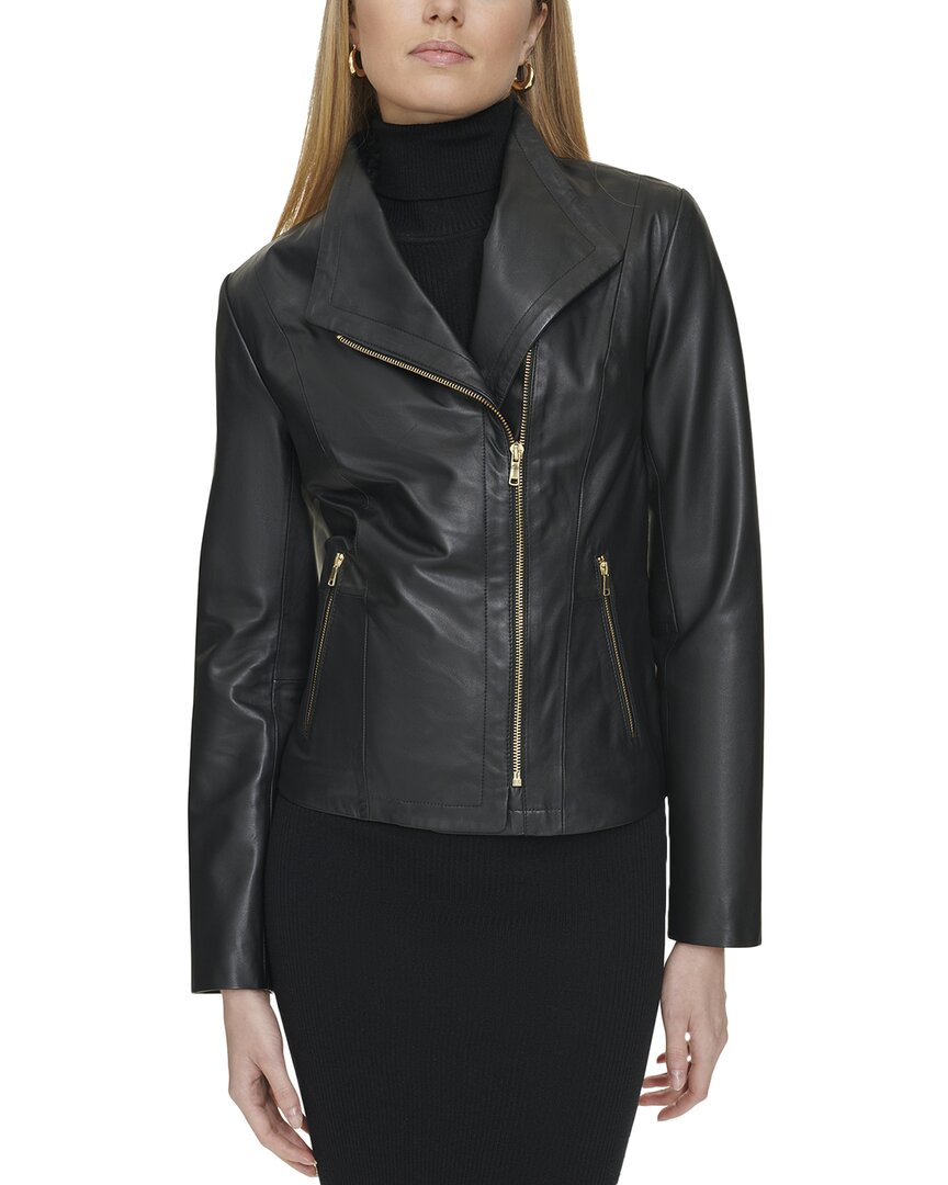 Cole Haan Classic Butter Leather Jacket In Black