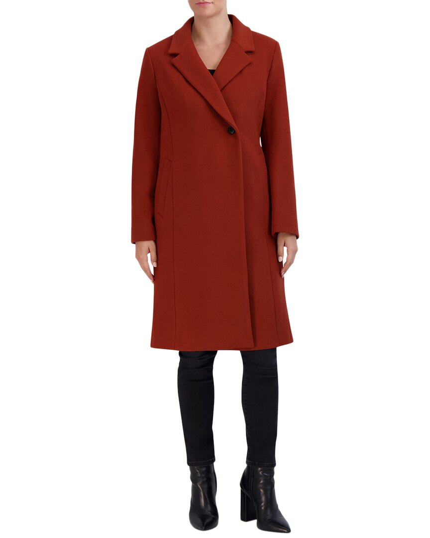 Cole Haan Single Breasted Wool-blend Coat In Red