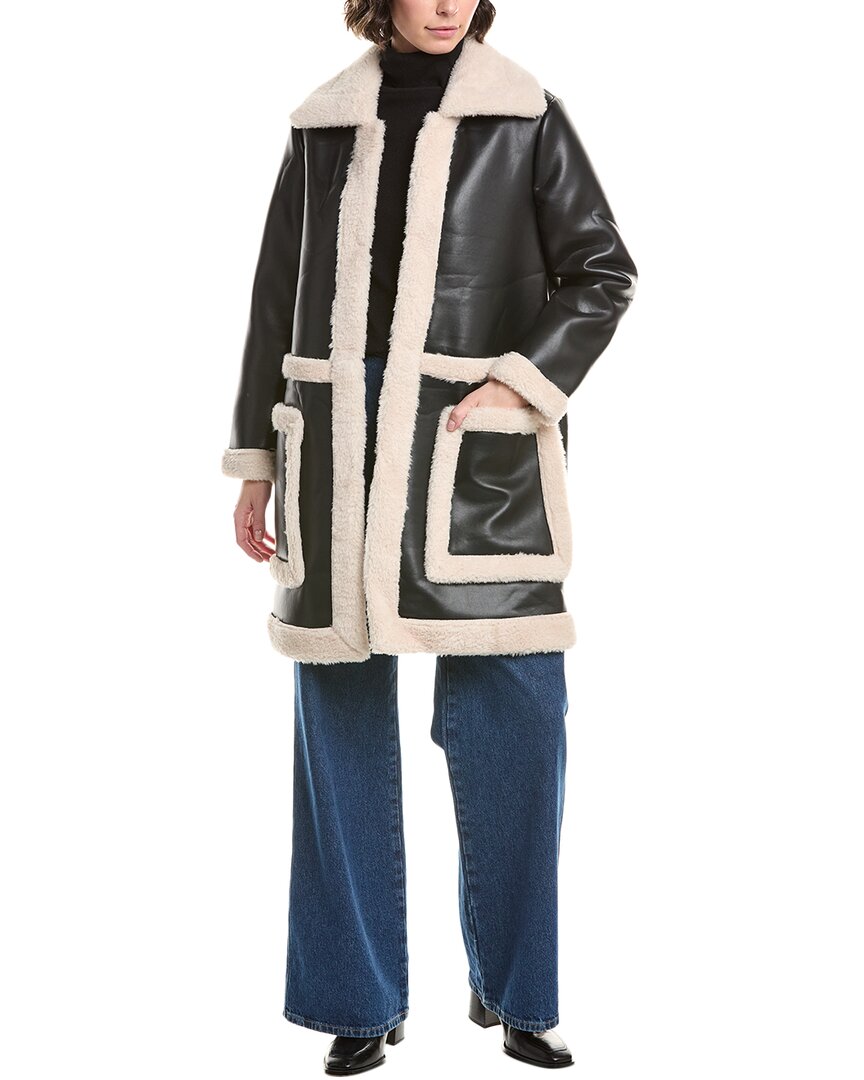 Pascale La Mode Faux Leather Coat In Black