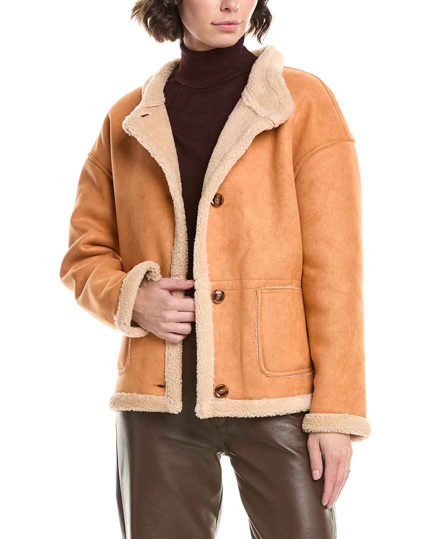 Pascale La Mode Fleece Coat In Orange