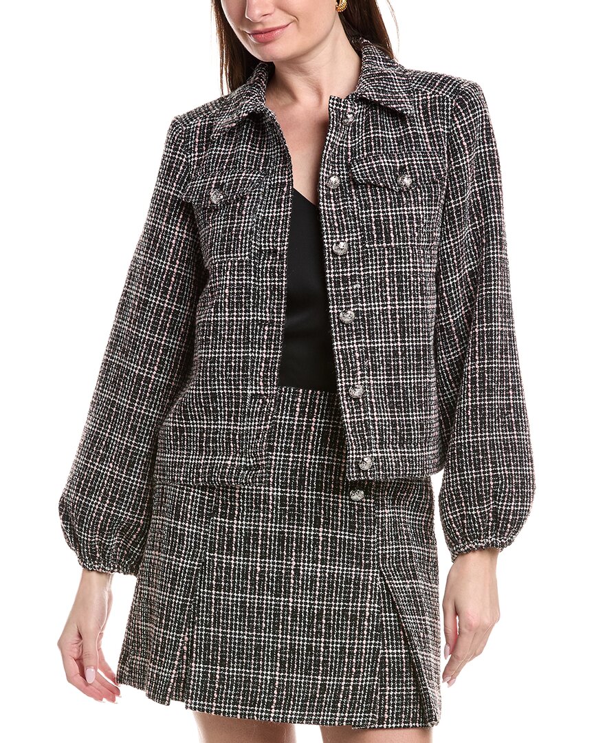 Cece Tweed Ballion Jacket In Black