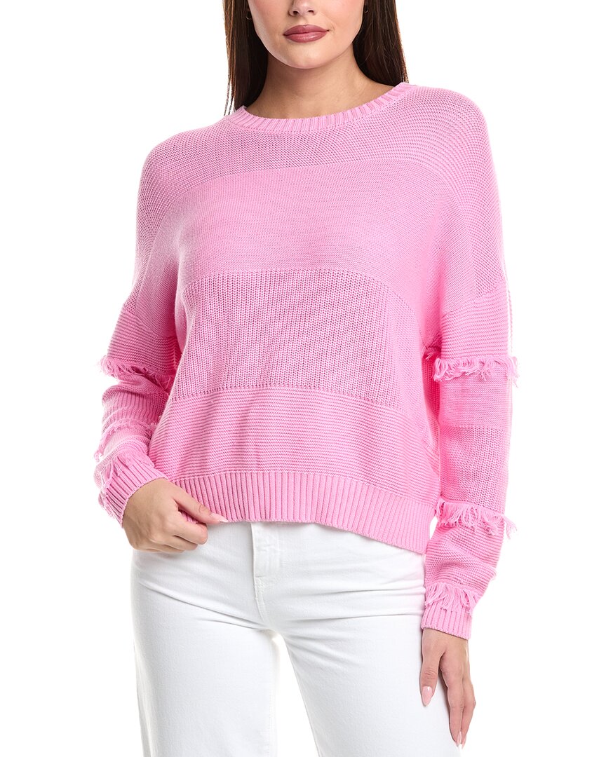Wispr Boho Fringe Victory Silk-blend Sweater In Pink
