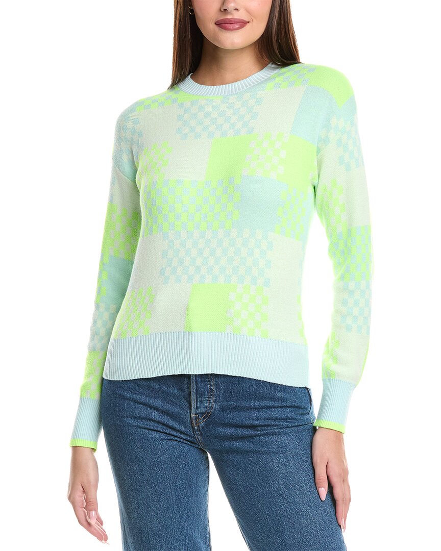 Wispr Glitch Check Silk-blend Sweater In Green