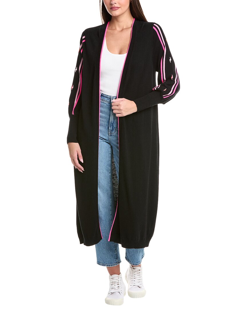 Wispr Gradient Bolt Silk-blend Duster Cardigan In Black