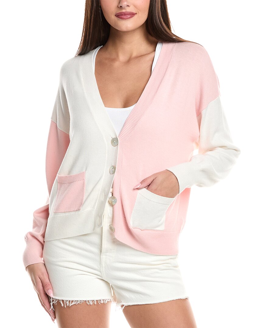 Wispr Half And Half Silk-blend Cardigan In Pink