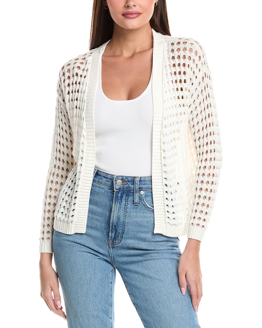 Wispr Pointelle Silk-blend Cardigan In White